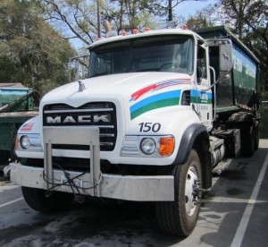 Mack roll-off truck at Waste Pro of Palm Coast